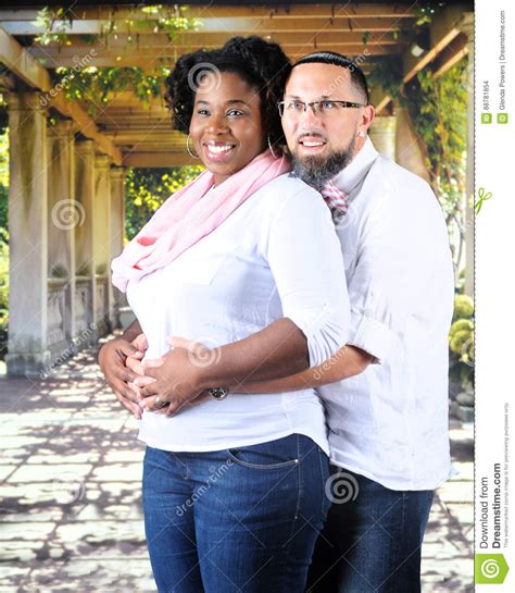 Pregnant Mixed Race Couple Stock Photo Image Of Smile
