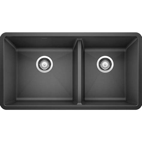 Blanco Precis 33 In X 18 In Anthracite Black Double Offset Bowl