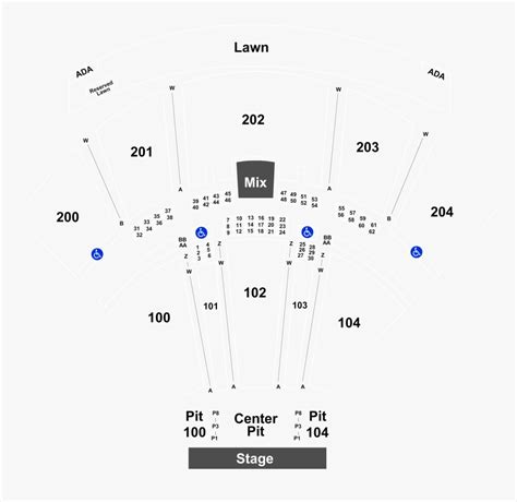 Pnc Music Pavilion Seating Chart With Seat Numbers Elcho Table