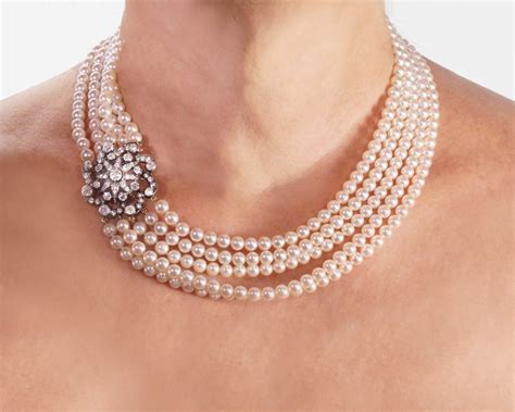 Edwardian Pearl Necklace With Diamond Clasp The Chelsea Bijouterie