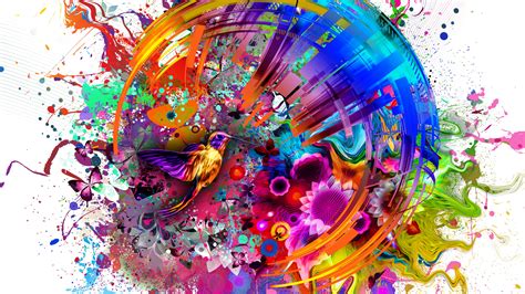 Download 3840x2160 Wallpaper Abstract Colors Flashy Bird Digital Art
