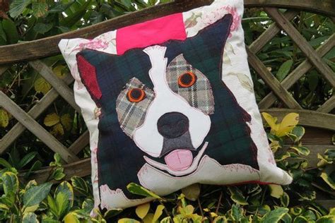 Border Collie Dog Cushion Free Motion Embroidery And Applique