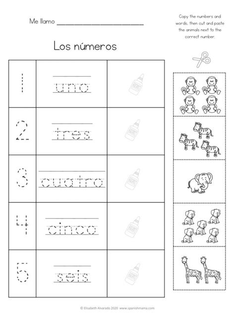 Math Spanish Numbers 1-10 Worksheet Pdf