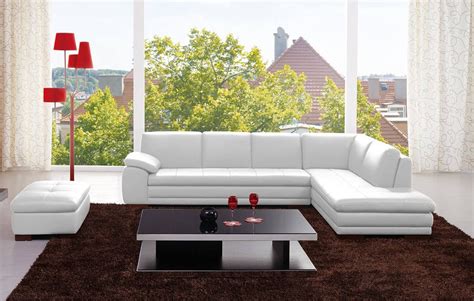 625 Modern Sectional Sofa In White Italian Leather