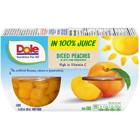 Calories In Dole Fruit Bowls Diced Peaches In Light Syrup Food With