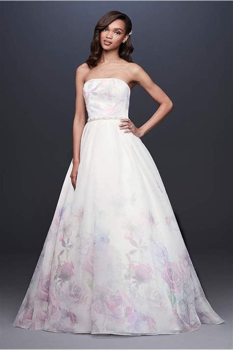 Floral Watercolor Organza Ball Gown Wedding Dress Davids Bridal