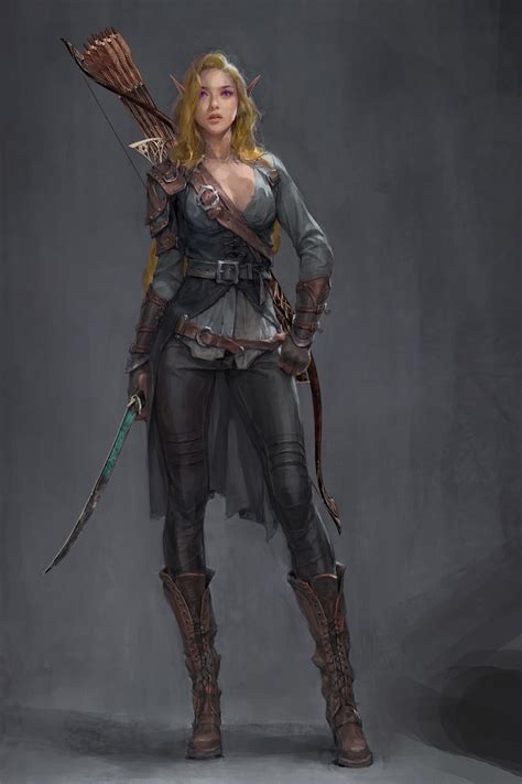 Szil Shen Lumina Female Elf Archer Hunter Fantasy Female Warrior Elf Art Warrior Woman