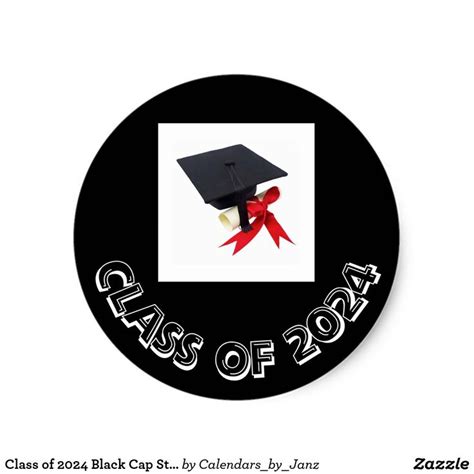 Class Of 2024 Black Cap Sticker By Janz Custom
