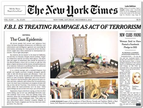 New York Times Front Page Editorial Today