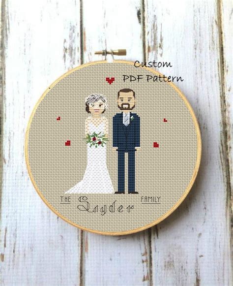 Custom Cross Stitch Wedding Portrait Pdf Pattern Wedding T Etsy
