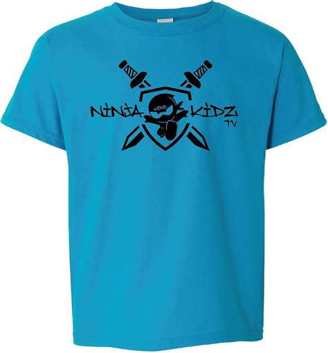 Ninja Kidz Tv Shield Tee Ninja Kids T Shirt Short Sleeve Blue Youth