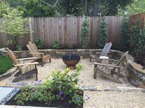 Wouldn't that make a lovely gravel fire pit seating area? Gravel fire pit area and sunken patio - Transitional ...