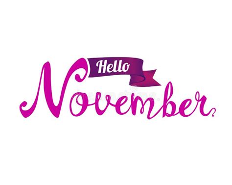 Hello November Hand Written Word Stock Vector Illustration Of Label