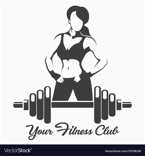 Fitness Emblem With Posing Sporty Woman Royalty Free Vector