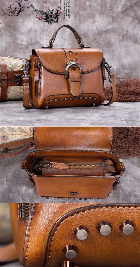 Handmade Genuine Leather Vintage Handbag Crossbody Shoulder Bags Purses