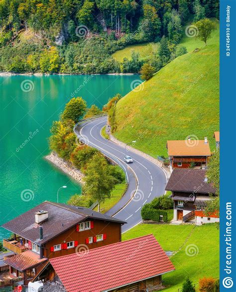 Lungern Canton Of Obwalden Switzerland A View Of Rural Homes In A