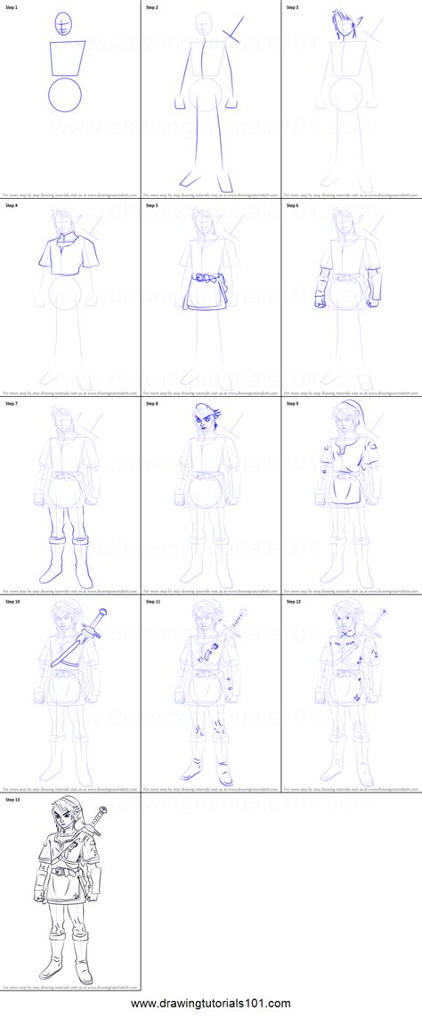 How To Draw Link From The Legend Of Zelda Printable Step By Step