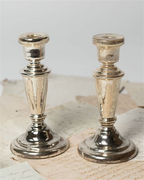Antique French Pair Of Mercury Glass Candlesticks Nikki Page Antiques