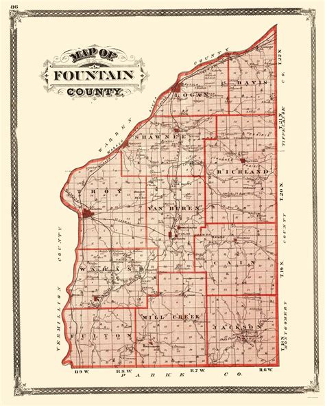 Old County Maps Fountain County Indiana In By Baskin Foster And Co 1876