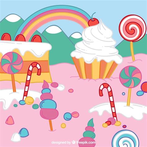 Colorful Candy Land Background Vector Free Download