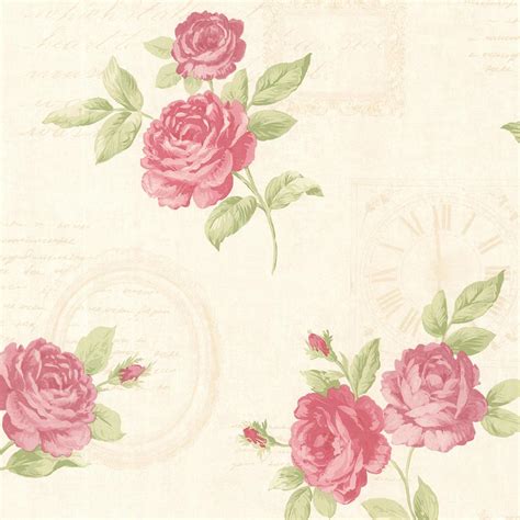 Brewster 564 Sq Ft Venetia Pink Vintage Rose Toss Wallpaper 2532