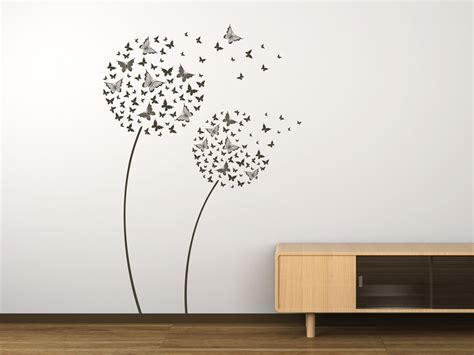 Wandtattoo Schmetterlingsblumen als Pusteblume ...