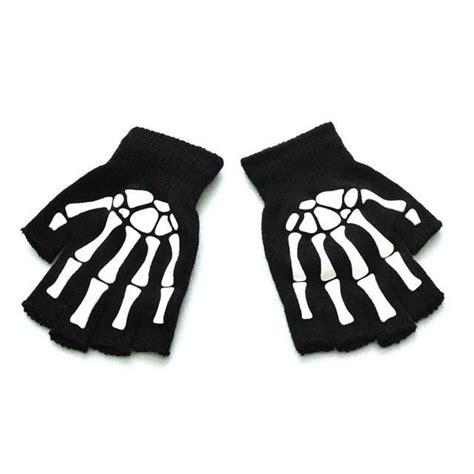 Halloween Skeleton Half Gloves Unisex Fingerless Fingerless Gloves