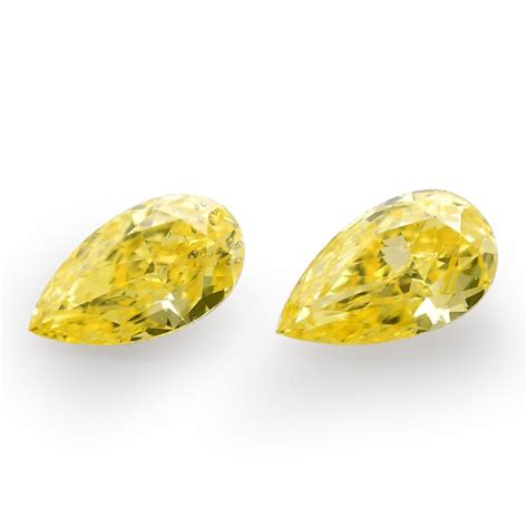 028 Carat Fancy Vivid Yellow Diamonds Pear Shape Vs Clarity Sku