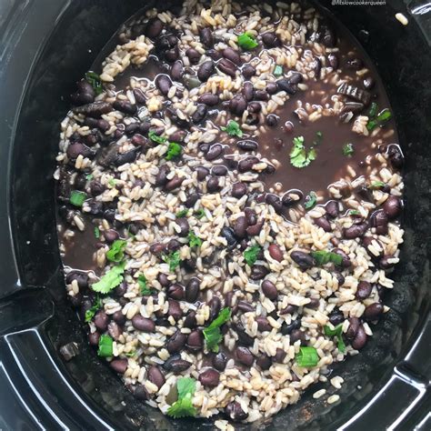I really like serving this black bean soup over cilantro lime rice topped with avocado and cilantro. Slow Cooker Mexican Beans & Brown Rice (4) - Fit Slow Cooker Queen