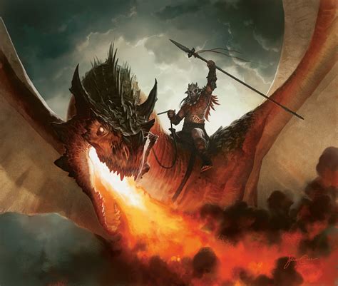 Gamer Magic The Gathering Warrior Dragon Creature Fire Fantasy