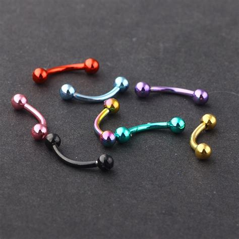 16g Colorful Curved Barbell 8 Mm End Barbells Piercing Etsy