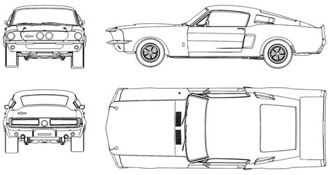 Car Blueprints 1967 Ford Mustang Shelby Gt500 Coupe Blueprint
