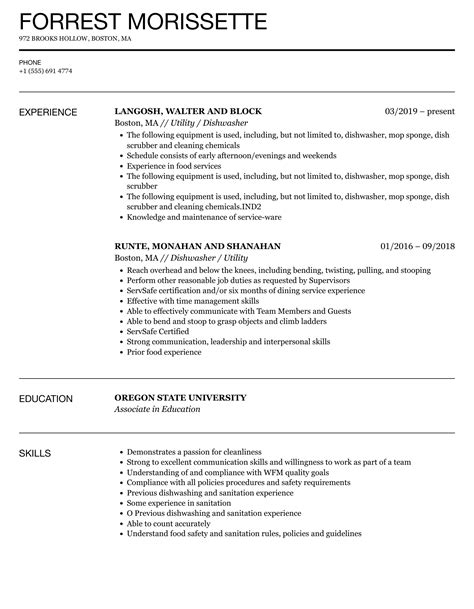 Dishwasher Resume Example JoeRedmond Blog