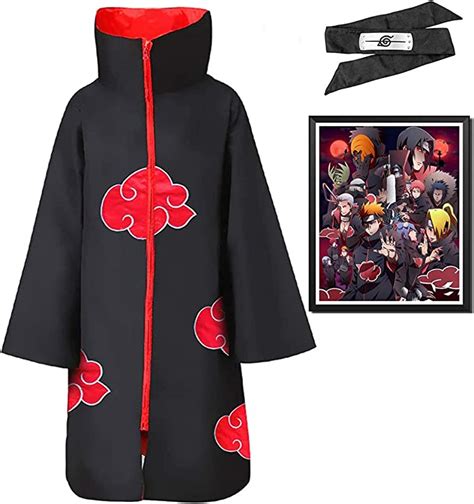 Unisex Naruto Akatsuki Cloak Halloween Cosplay Costume Long Robe Cape