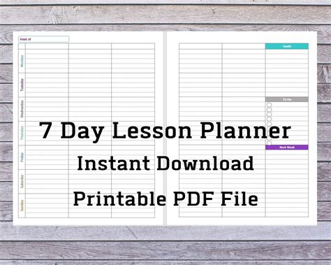 7 Day Weekly Lesson Planner Homeschool Lesson Planner Etsy Lesson