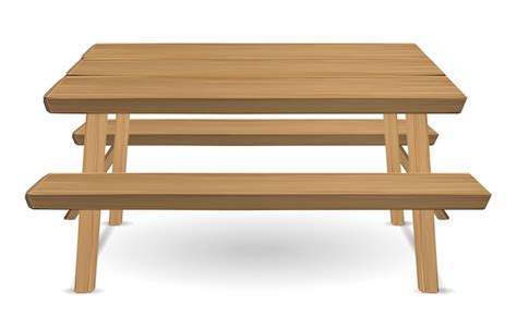 Premium Vector Picnic Wood Table On A White Background