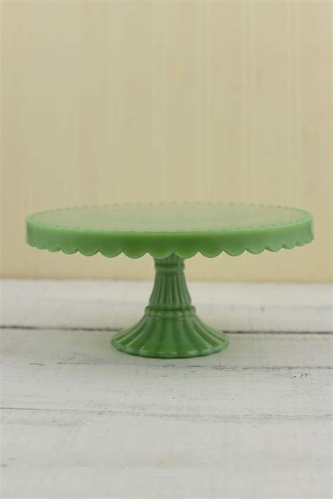 Jade Milk Glass Cake Stand 8in Milk Glass Cake Stand Green Milk