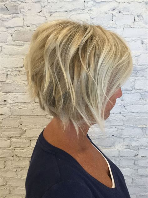 Blonde Bob With Beach Waves And Dimension Luxe Salon Blonde Bobs