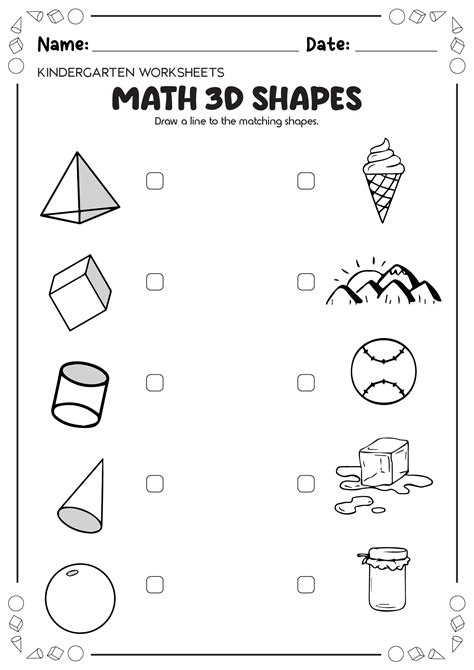 3d Shapes Worksheets Kindergarten Printable Kindergarten Worksheets