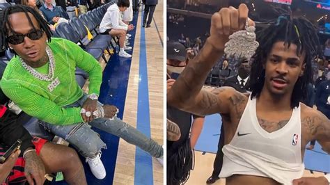 Ja Morant Gets Iced Out Bread Gang Chain From Moneybagg Yo After Game 1