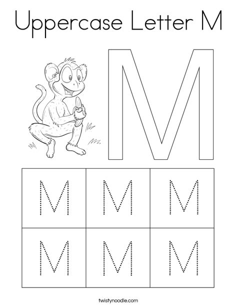Uppercase Letter M Coloring Page Twisty Noodle Uppercase Letters