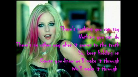 Avril Lavigne Keep Holding On Lyrics Youtube