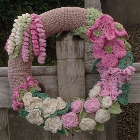 crocheted wreath crochet wreath crochet flower patterns wreath crafts