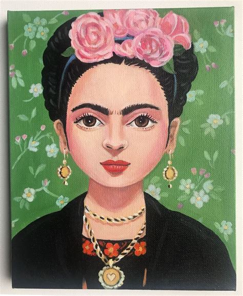 Frida Kahlo Painting Original Canvas Painting Mexican Folk Etsy