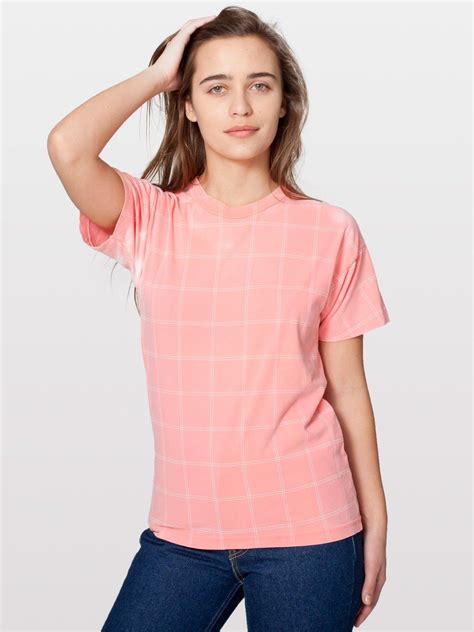 Unisex Grid Print Thermochromatic T Shirt Printed Tops Women S T Shirts American Apparel