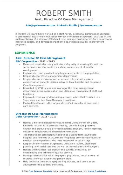 View hundreds of emergency management specialist resume examples to learn the best format, verbs, and fonts to use. Director Of Case Management Resume Samples | QwikResume