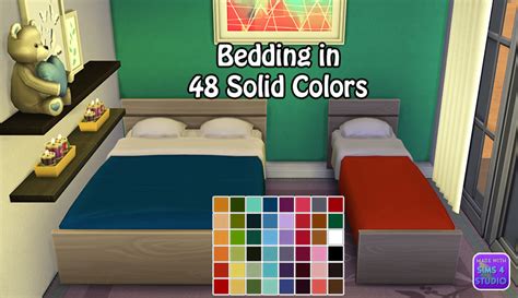Single And Double Bedding In 48 Solid Colors Sims 4 Studio