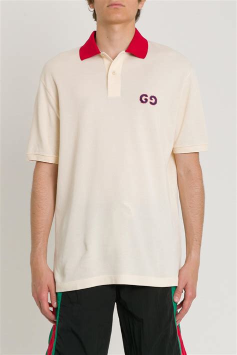 Gucci Cotton Gg Embroidery Polo Shirt For Men Lyst