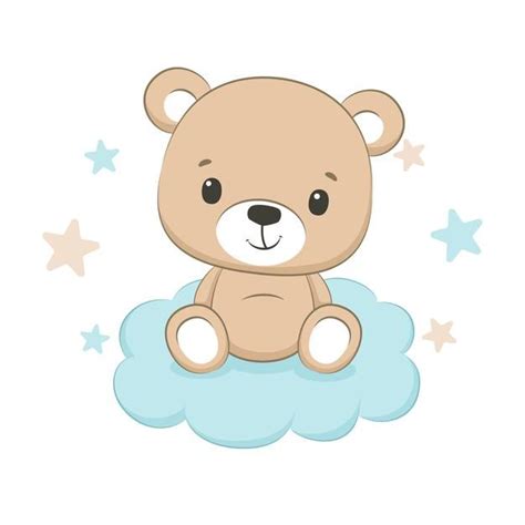 Urso Fofo Com Ilustração De Nuvens E Estrelas Vetor Premium Baby