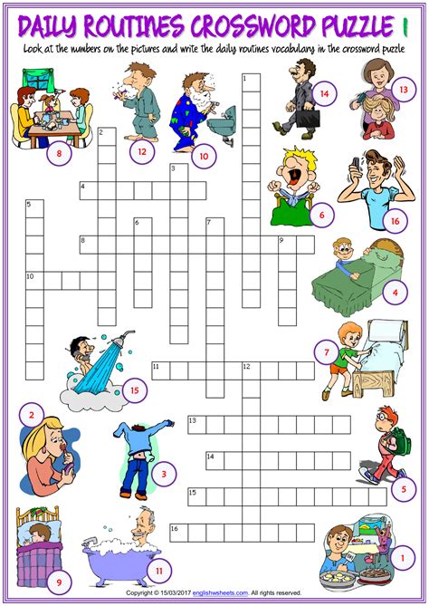 ️daily Routine Crossword Puzzle Worksheet Free Download